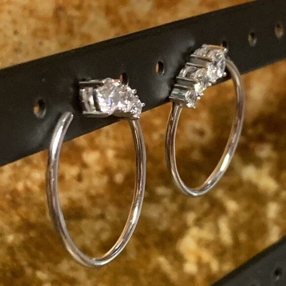 Sterling Silver and CZ Swirl Earrings by CC - Picture 5 of 7